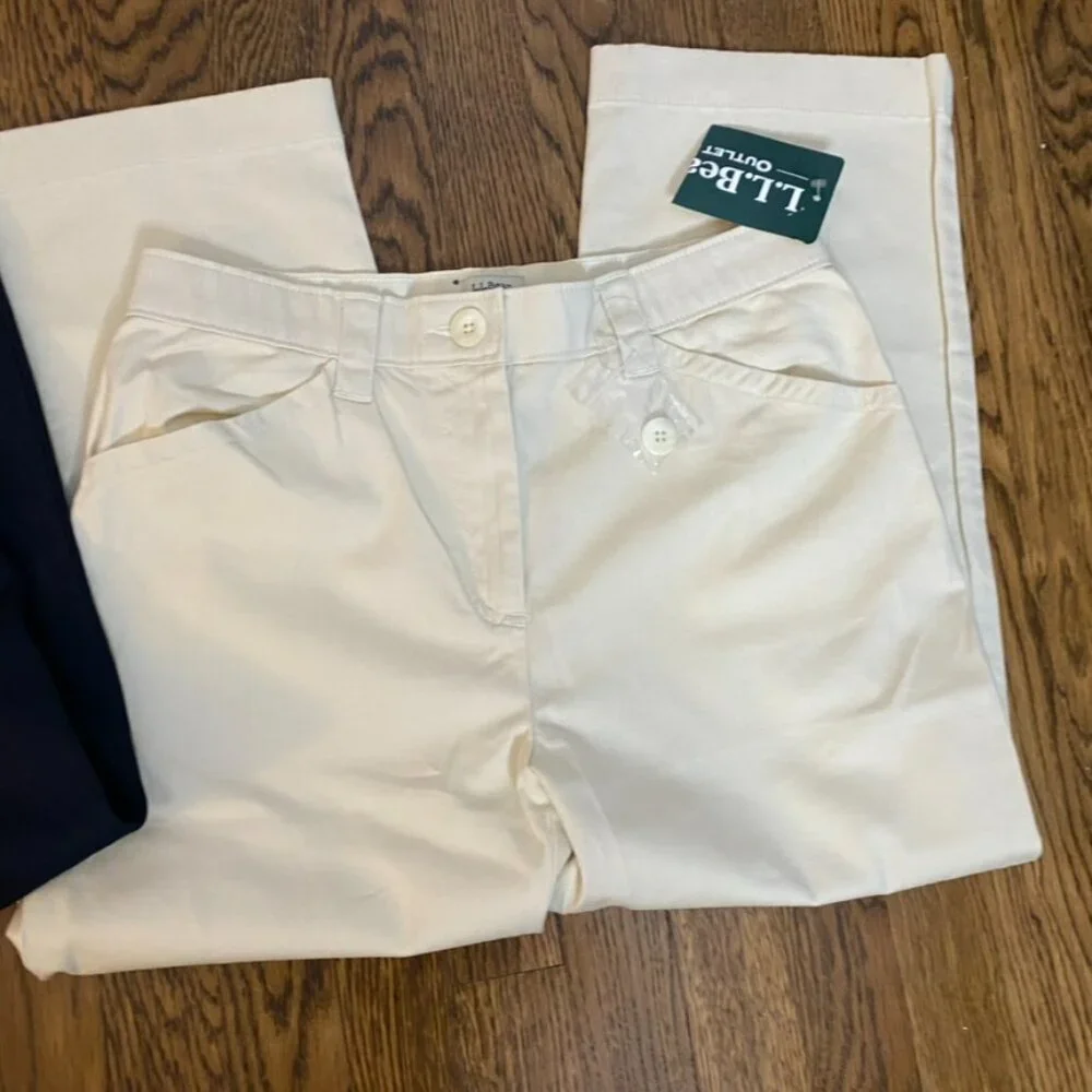 (2) L.L. Bean Classic Fit 10R khaki (Whalebone) and black cropped pants Bayside - Picture 3 of 9